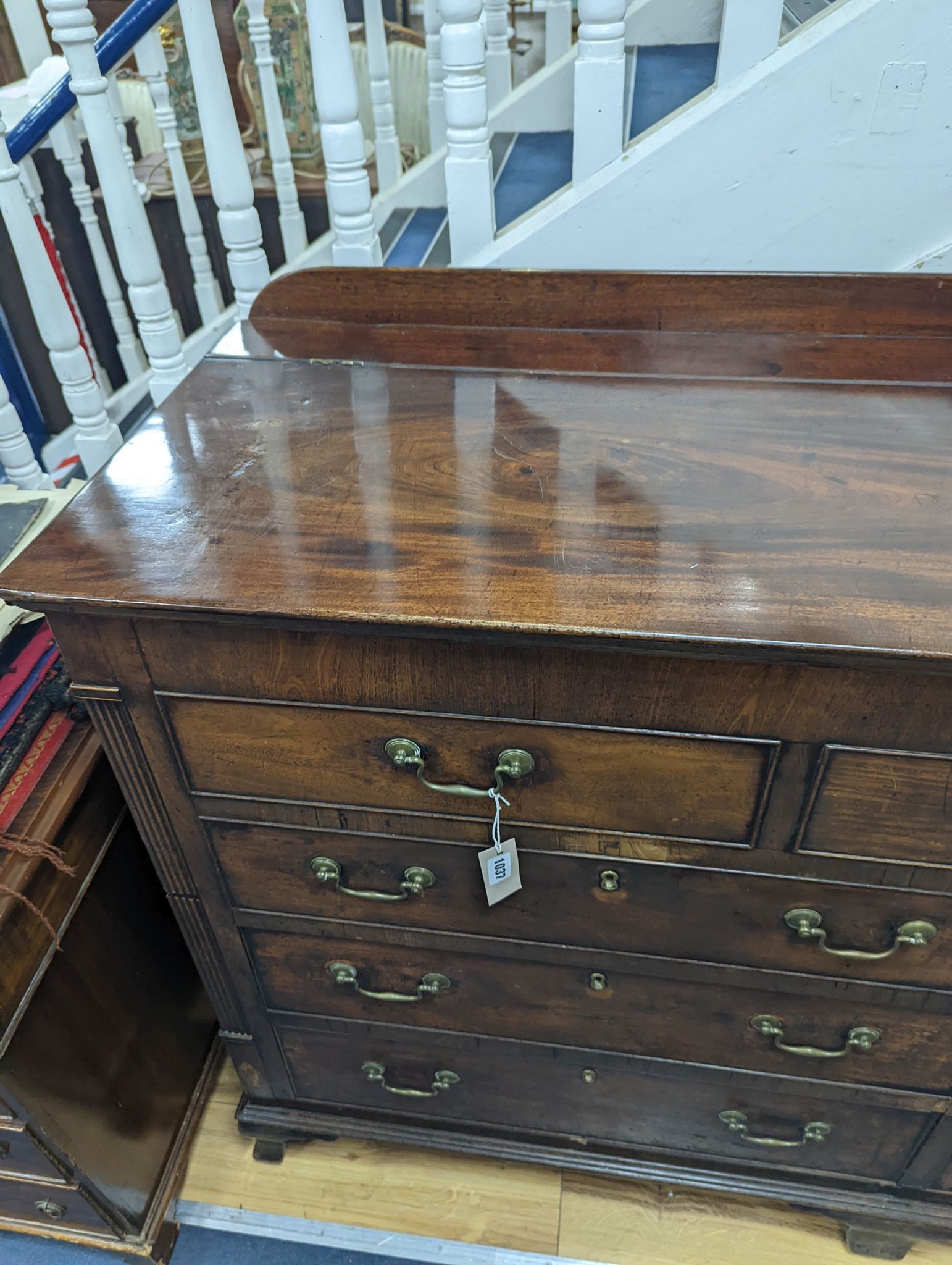 A George III mahogany mule chest, width 175cm, depth 55cm, height 114cm